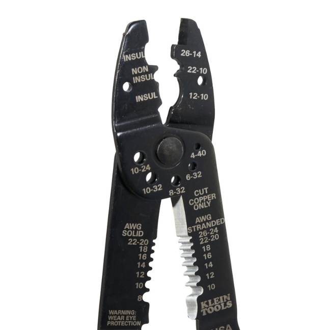 Klein 1001 6-in-1 Multi-Purpose Stripper, Crimper, Wire Cutte, 8-22 AWG