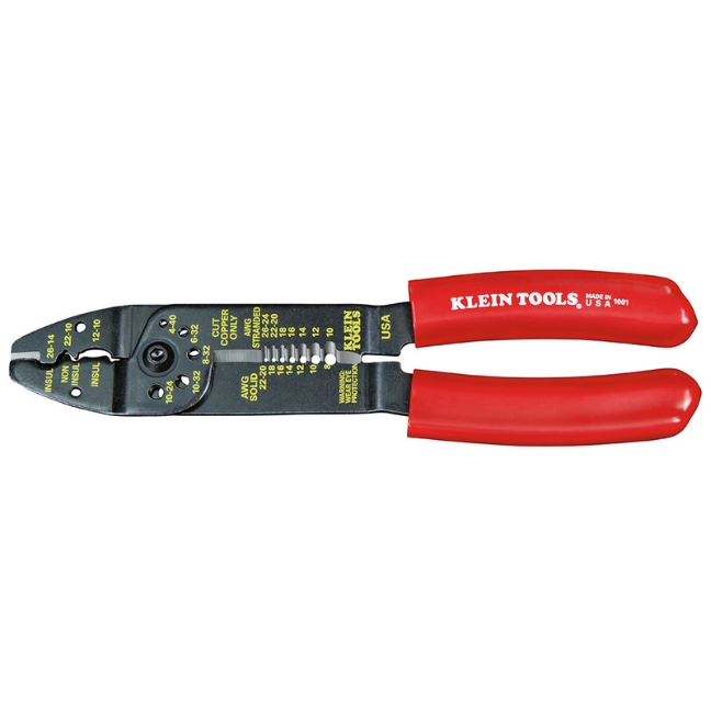 Klein 1001 6-in-1 Multi-Purpose Stripper, Crimper, Wire Cutte, 8-22 AWG