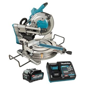 Makita LS004GM102 40V MAX XGT 10" Brushless Dual Compound Sliding Mitre Saw with AWS Kit