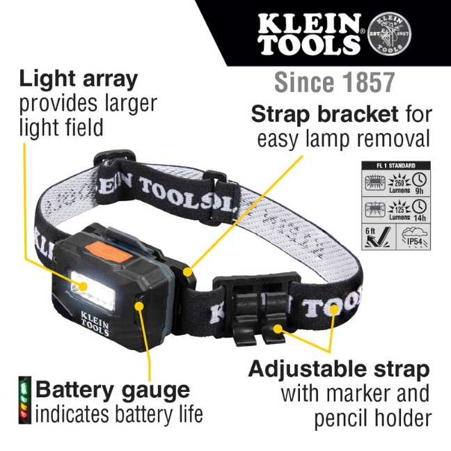 Klein 56049 Rechargeable Light Array LED Headlamp with Adjustable Strap - Image 2