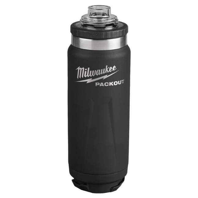 Milwaukee 48-22-8396B PACKOUT 24oz Insulated Bottle with Chug Lid - Black - Image 3