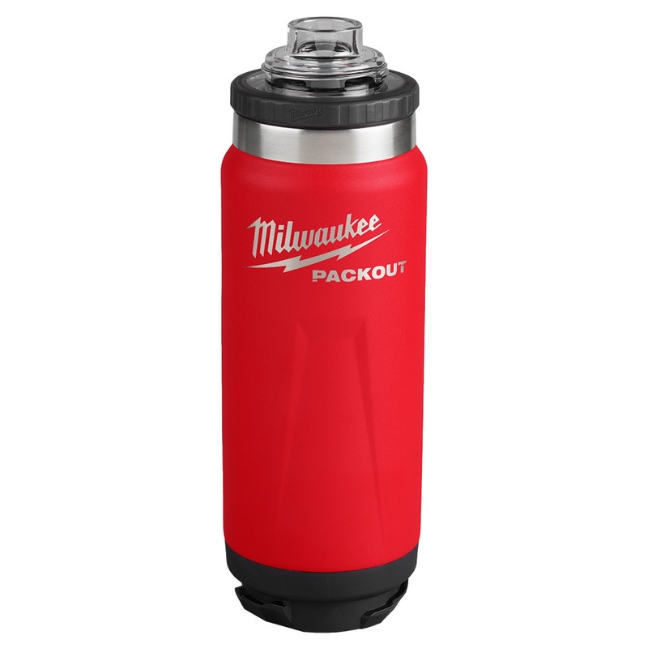 Milwaukee 48-22-8396R PACKOUT 24oz Insulated Bottle with Chug Lid - Red - Image 3