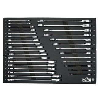 Wiha 30392 SAE and Metric Combination Ratchet Wrench Set with Tray 31-Piece