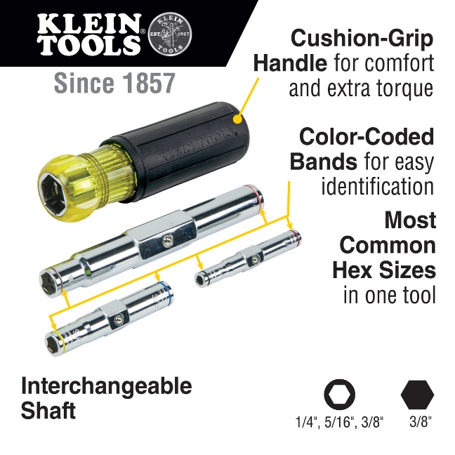 Klein 32800 Heavy Duty 6-in-1 Multi-Bit Nut Driver - Image 2