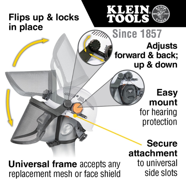 Klein 60528 Face Shield for Full Brim Hard Hat - Clear Lens - Image 2