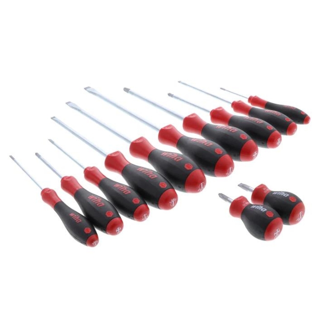 Wiha 30297 SOFTFINISH Slotted and Phillips Screwdriver Set - 12 Piece