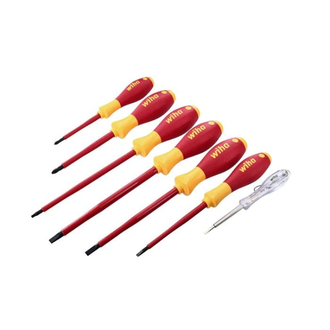 Wiha 32087 Insulated SOFTFINISH Screwdriver & Voltage Detector Set - 7 Piece