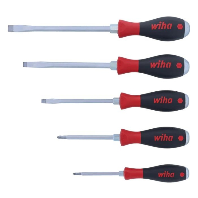 Wiha 53095 SOFTFINISH X Heavy Duty Slotted & Phillips Screwdriver Set 5-Piece