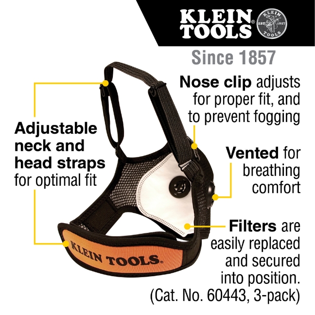 Klein 60443 Reusable Face Mask Filter Replacement 3-Pack - Image 4